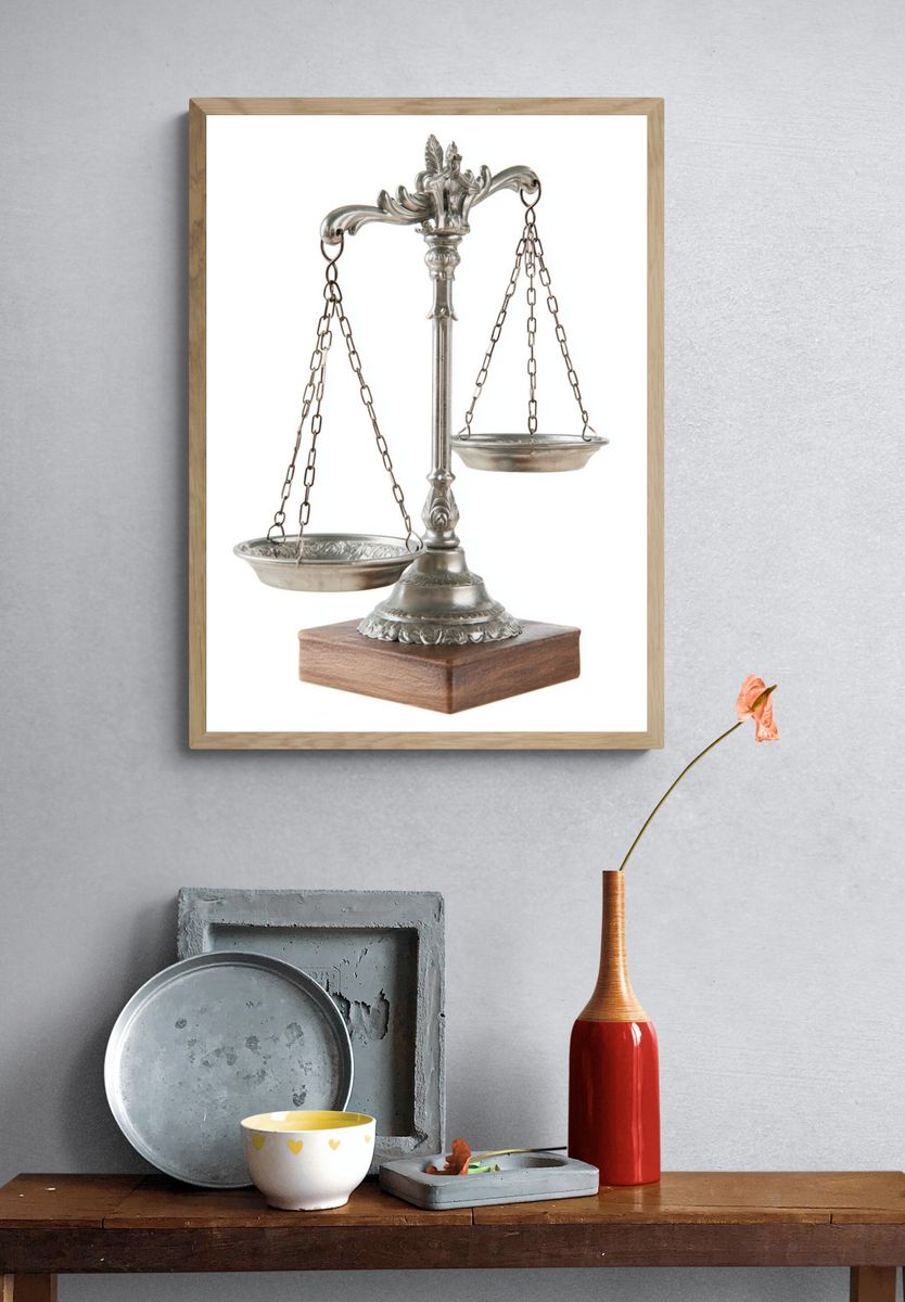 Antique Balance Scale Photography Poster. — room view 3