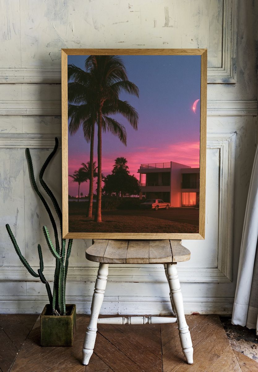 Palm Sunset House Photography Poster. — room view 1