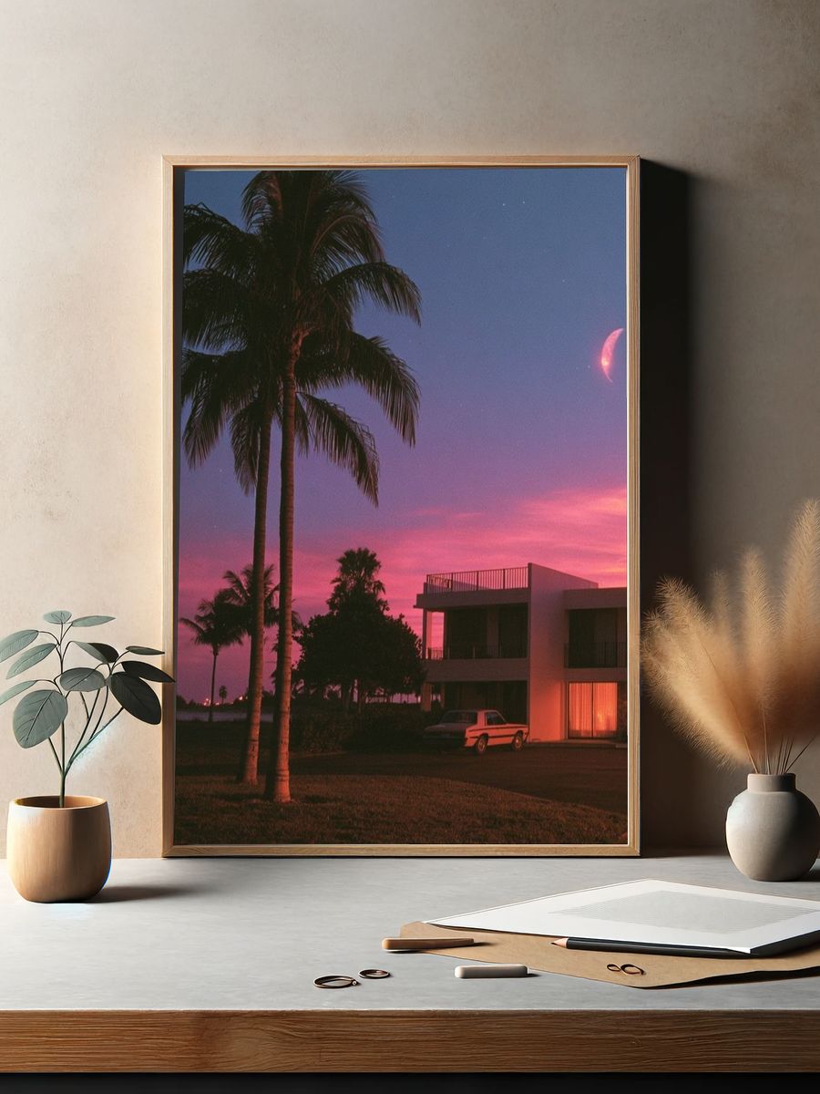 Palm Sunset House Photography Poster. — room view 2