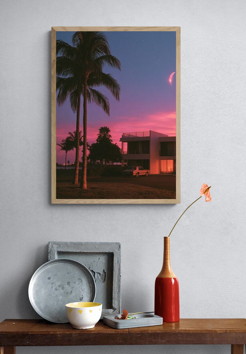 Palm Sunset House Photography Poster. — room view 3