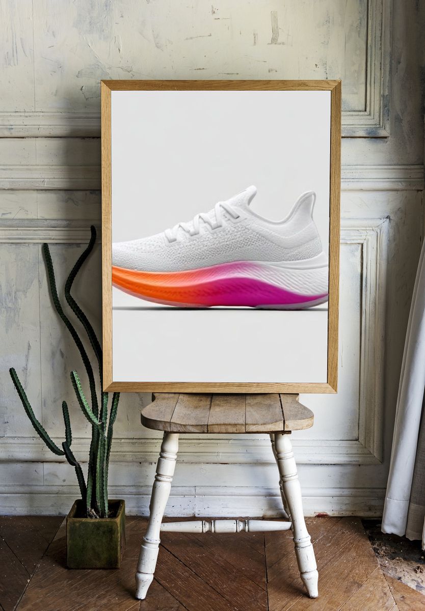 White Running Shoe Photography Poster. room preview
