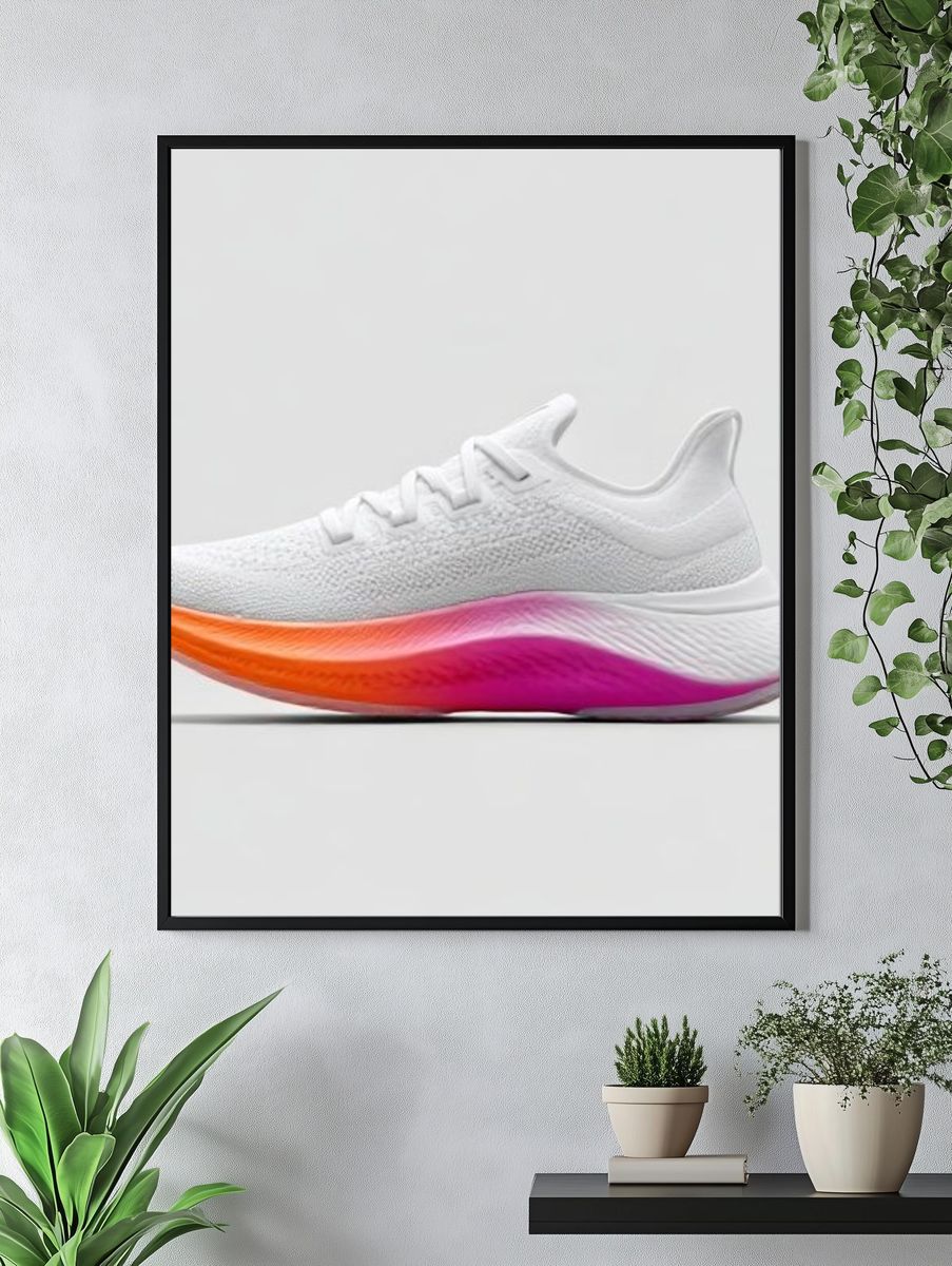 White Running Shoe Photography Poster. — room view 4