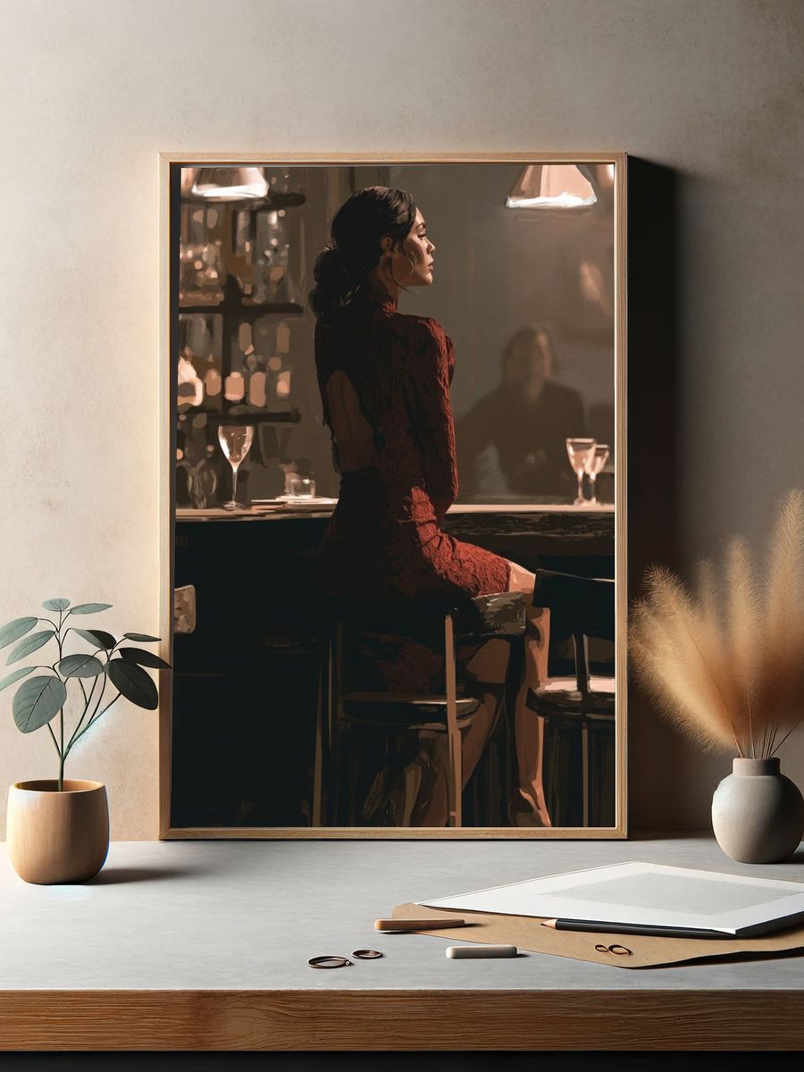 Elegant Bar Portrait Print. — room view 2