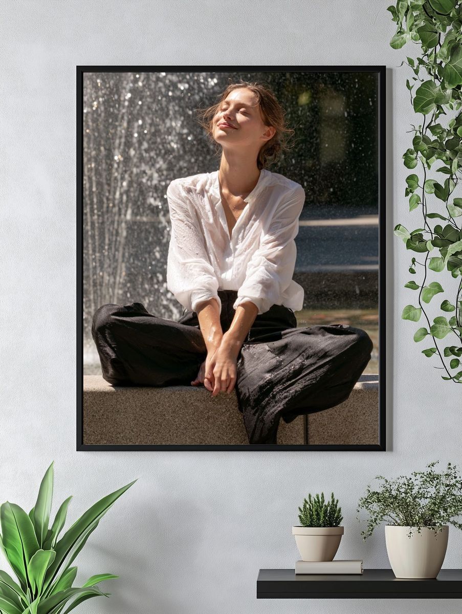 Meditative Fountain Portrait Print. — room view 4