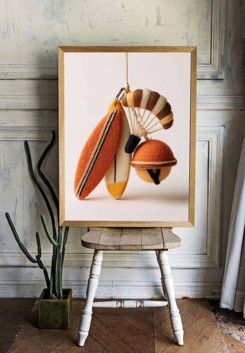 Felt Surfboard Ornament Photography Poster. room preview