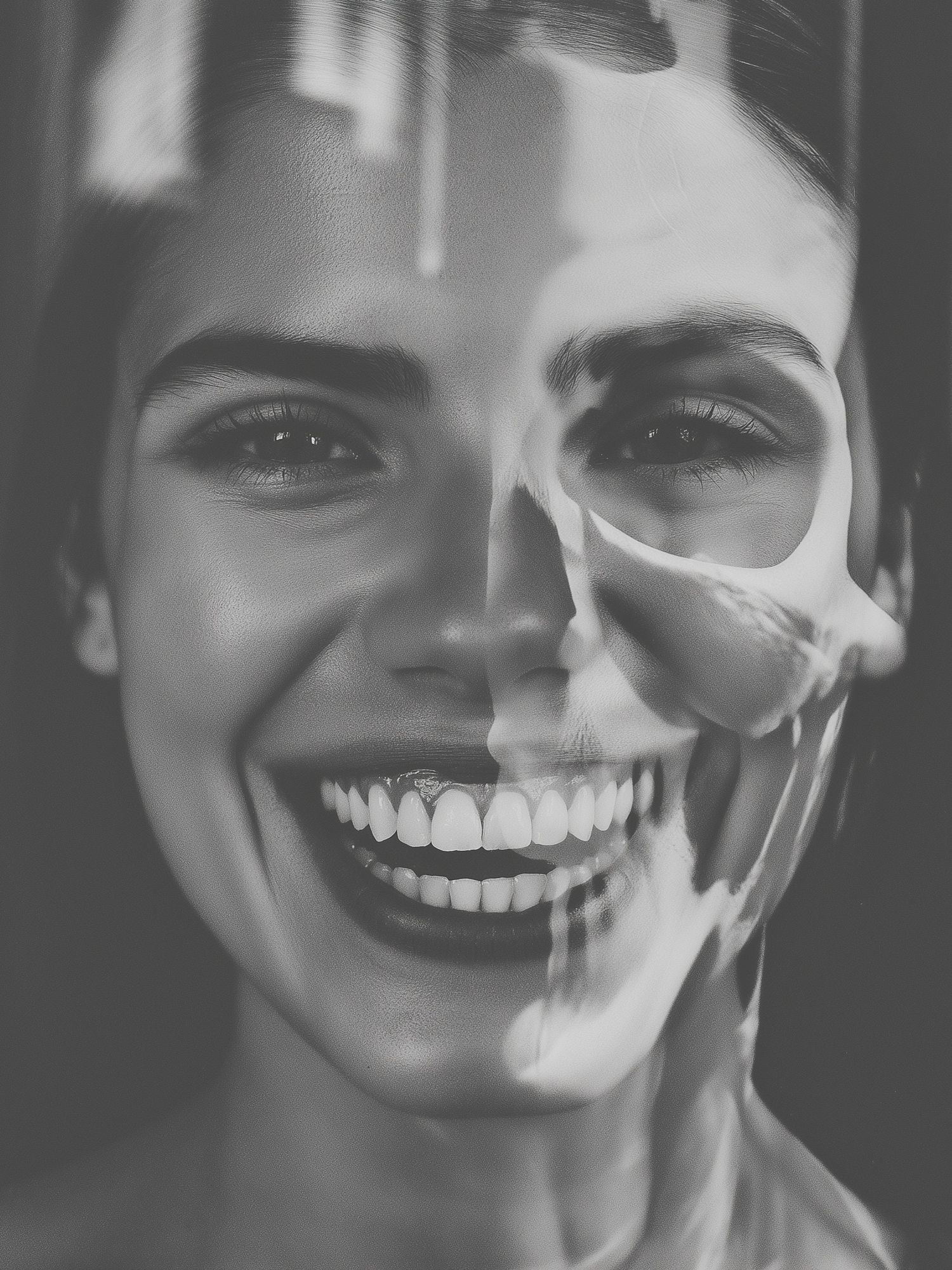 Smiling Woman Black-White Portrait Poster. poster detail