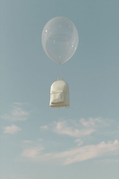 Floating Backpack Sky Photography Poster. poster