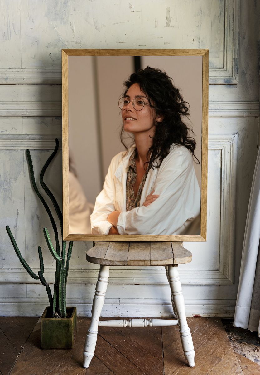 Thoughtful Woman Portrait Poster. — room view 1