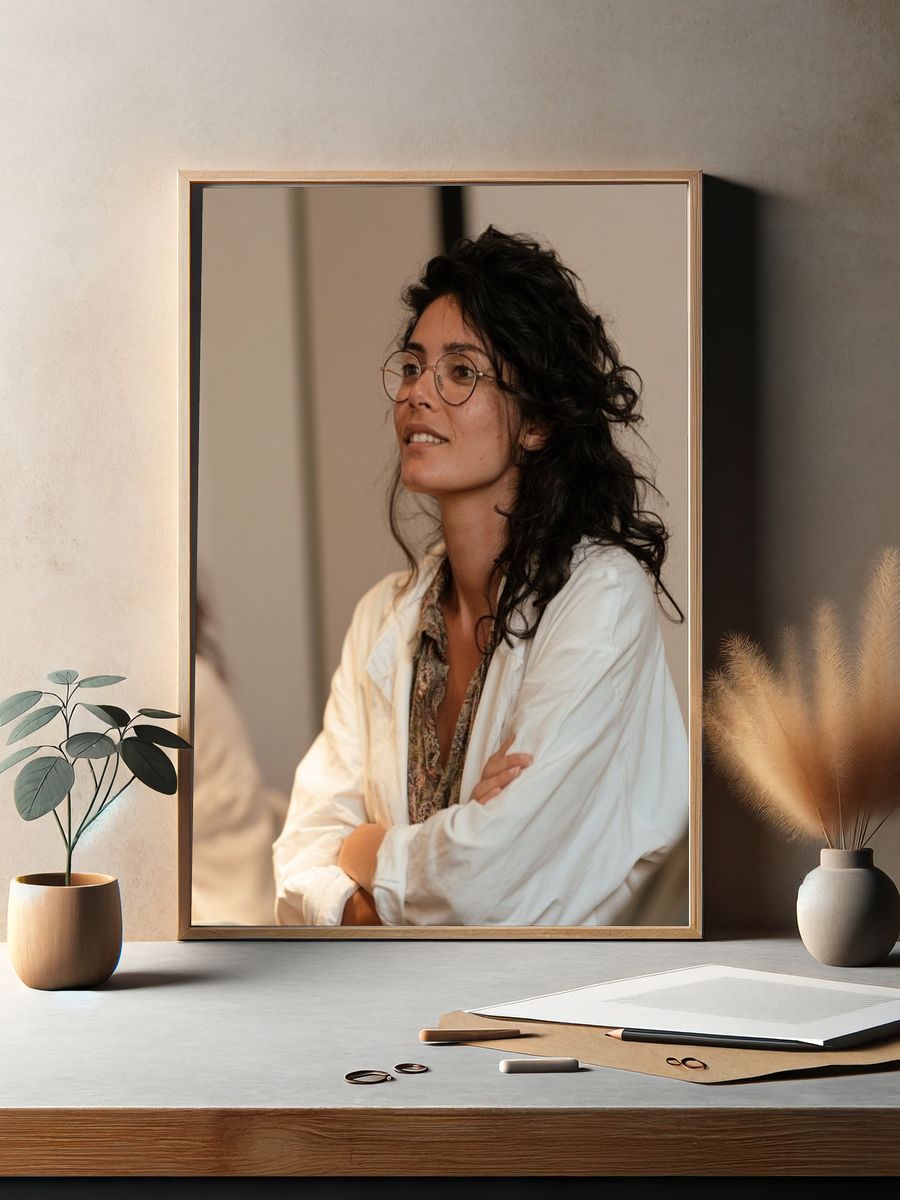 Thoughtful Woman Portrait Poster. — room view 2