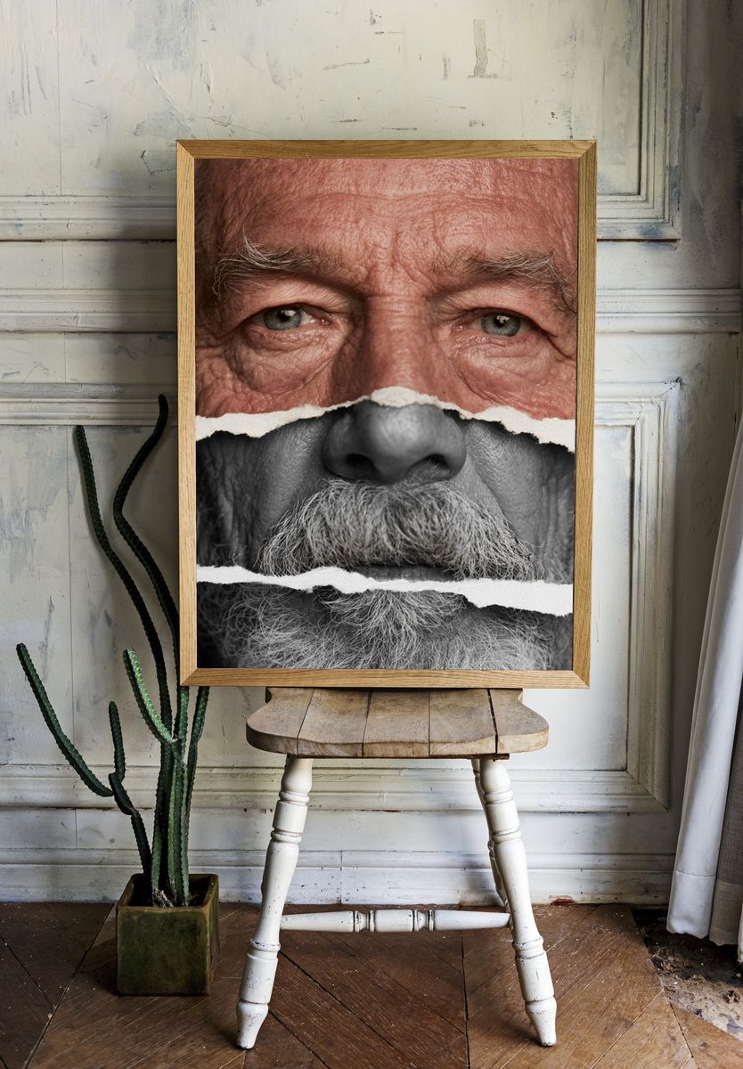 Torn Portrait Collage Photography Poster. — room view 1