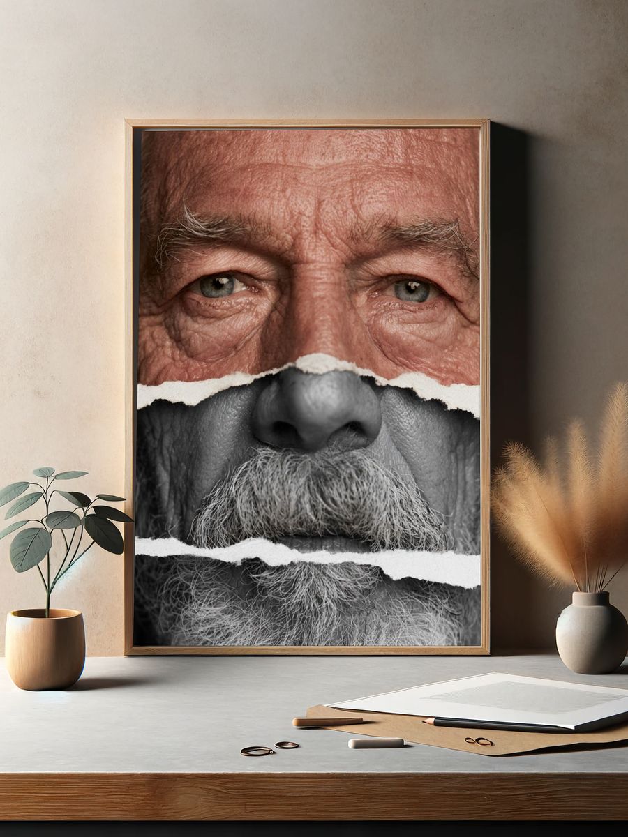 Torn Portrait Collage Photography Poster. — room view 2