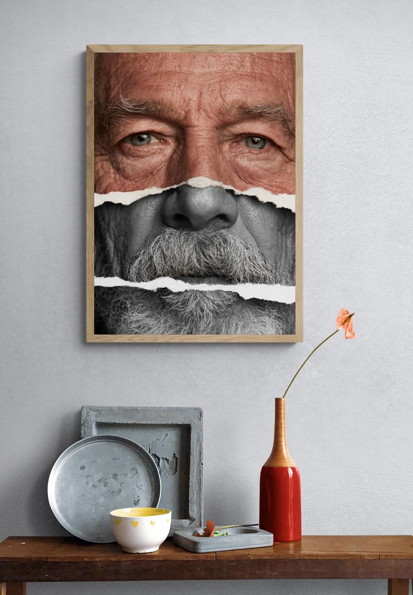 Torn Portrait Collage Photography Poster. — room view 3