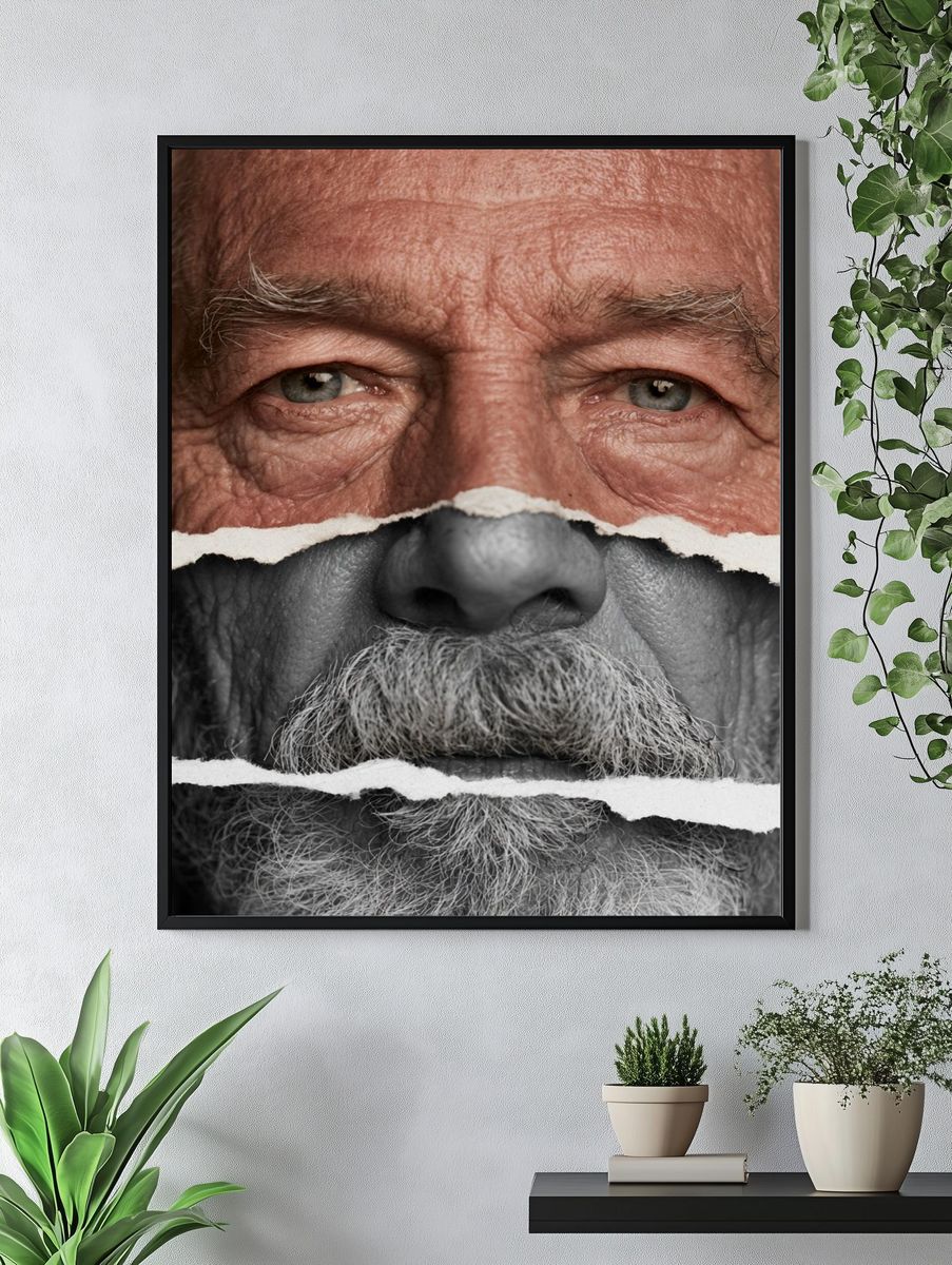 Torn Portrait Collage Photography Poster. — room view 4