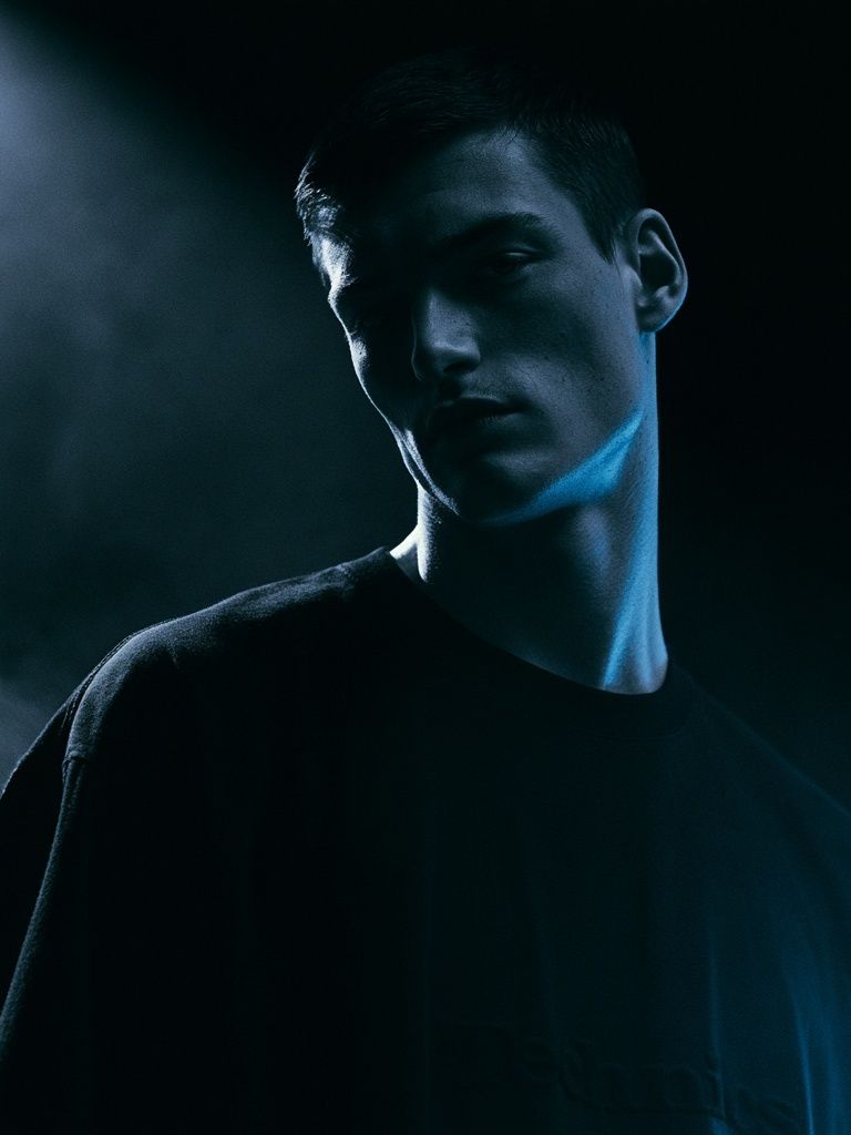 Blue Shadow Portrait Poster. poster detail