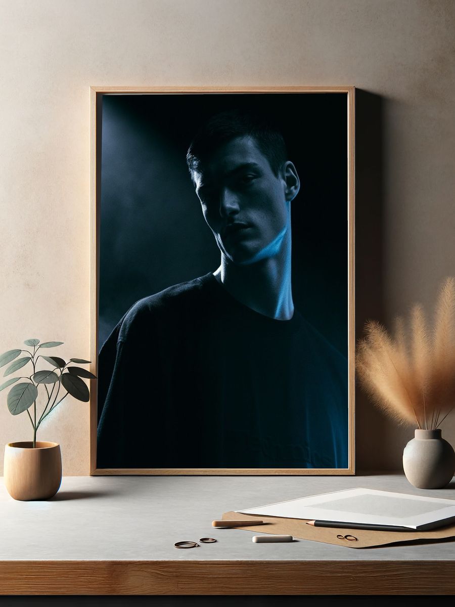 Blue Shadow Portrait Poster. — room view 2