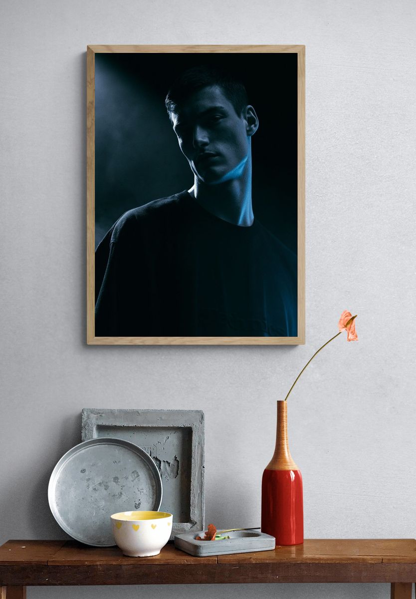 Blue Shadow Portrait Poster. — room view 3
