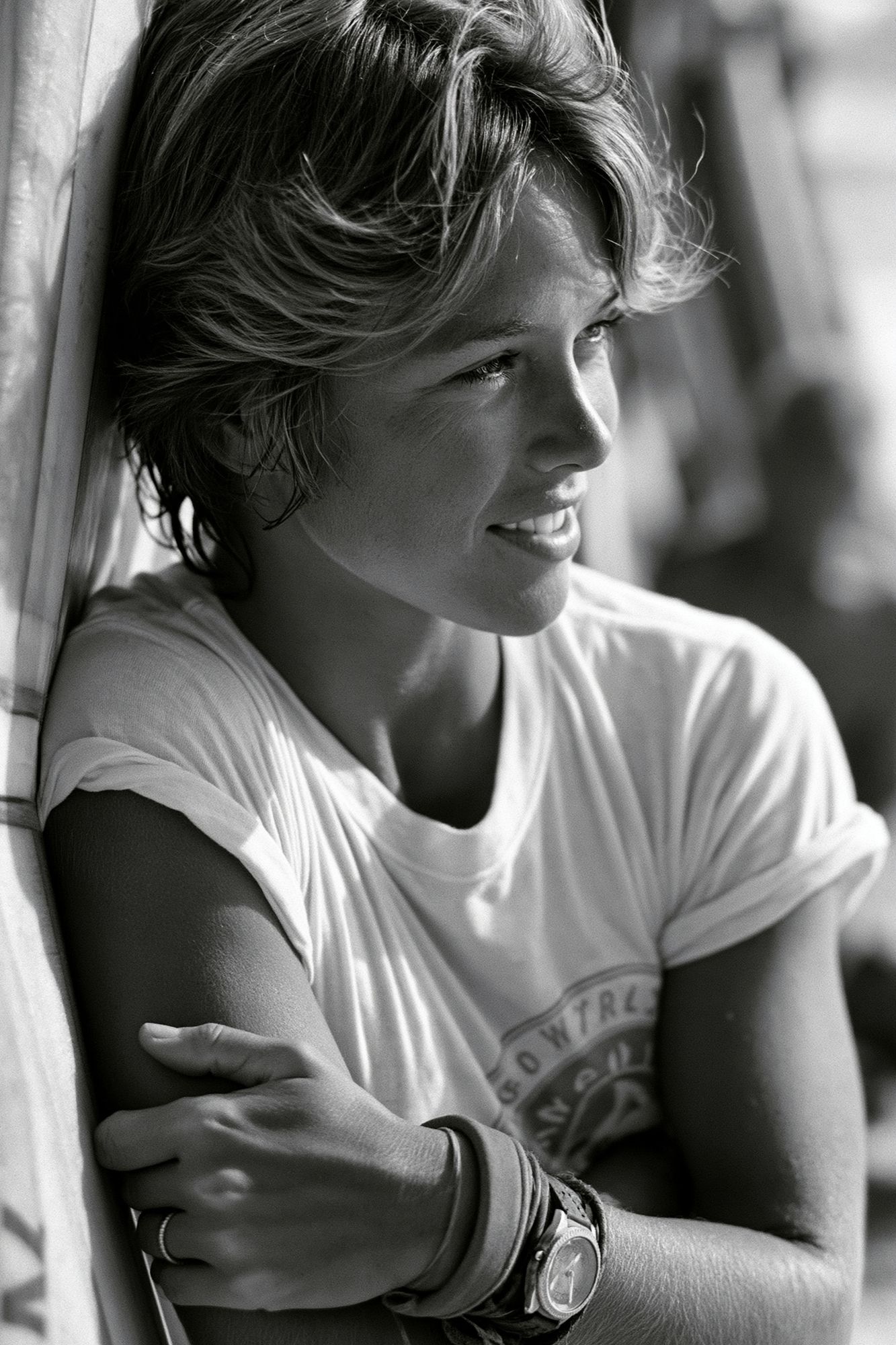 Smiling Woman Portrait Black-White Poster. poster detail