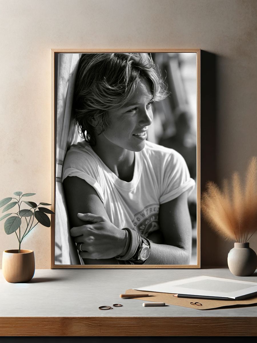 Smiling Woman Portrait Black-White Poster. — room view 2