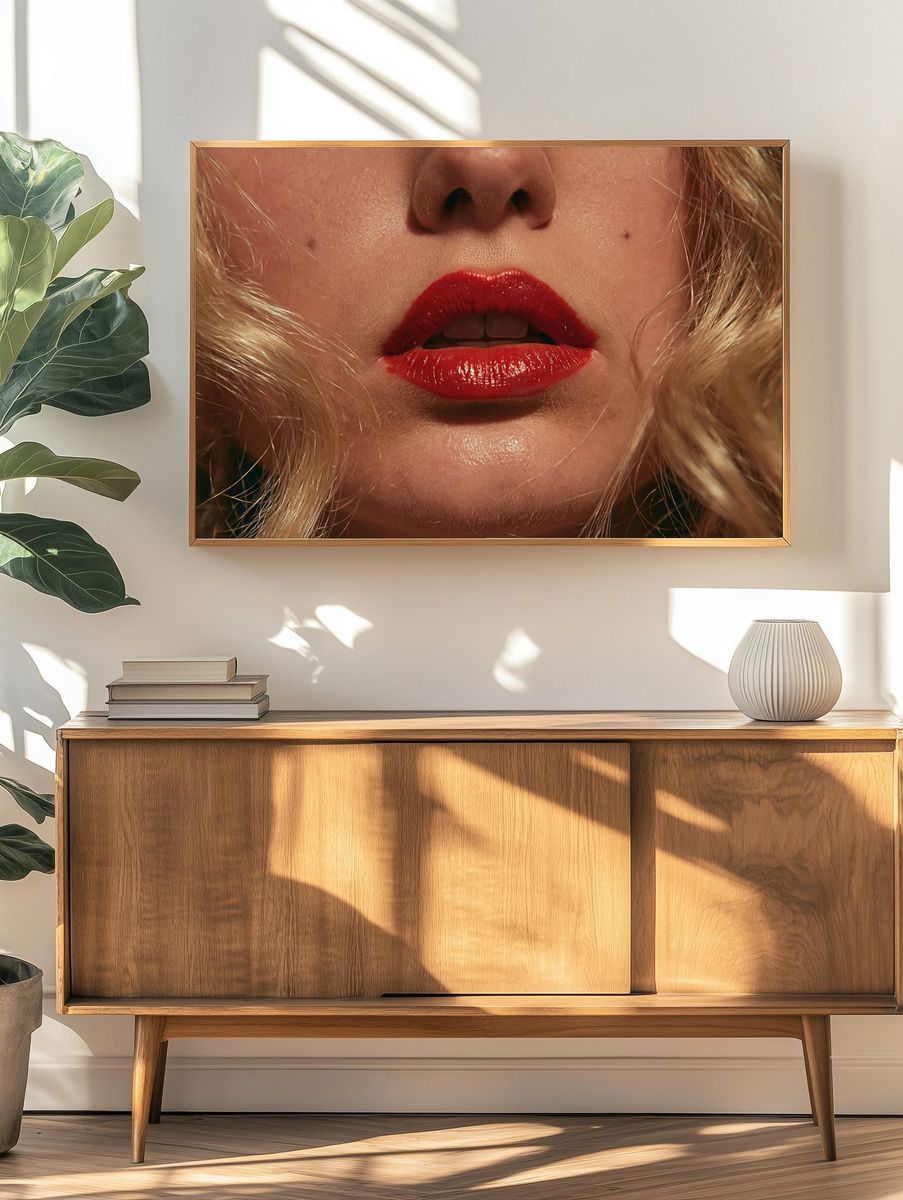 Red Lips Glamour Photography Poster. — room view 3
