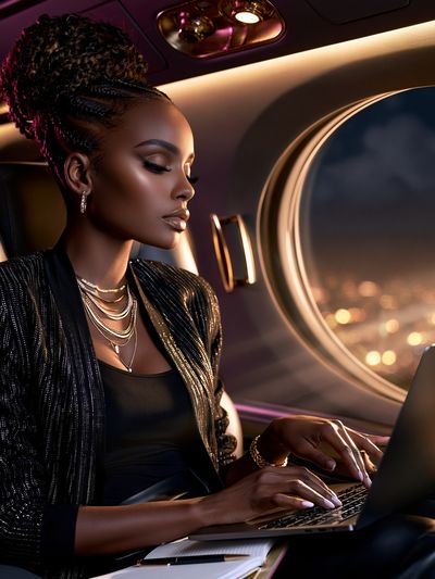 Elegant Woman on Jet Photography Poster. poster