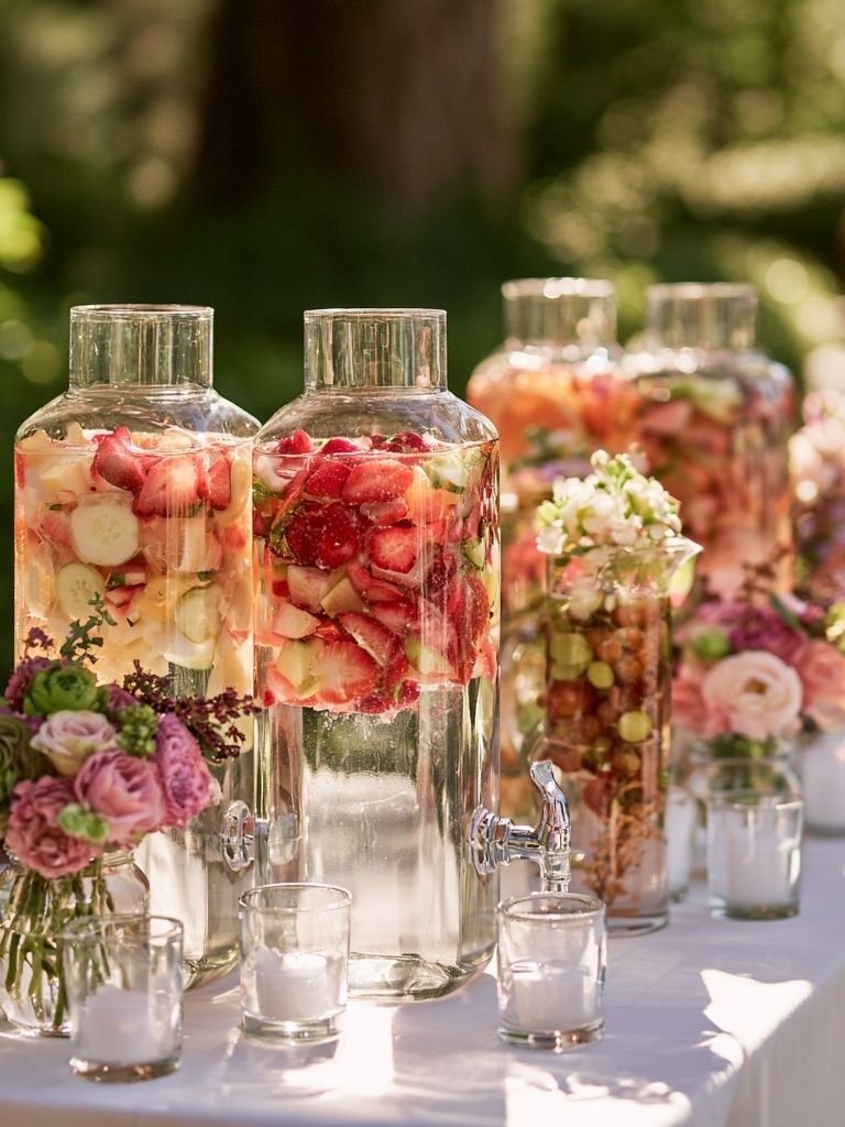 Elegant Fruit Infused Drink Table Photography Poster. poster — photography art