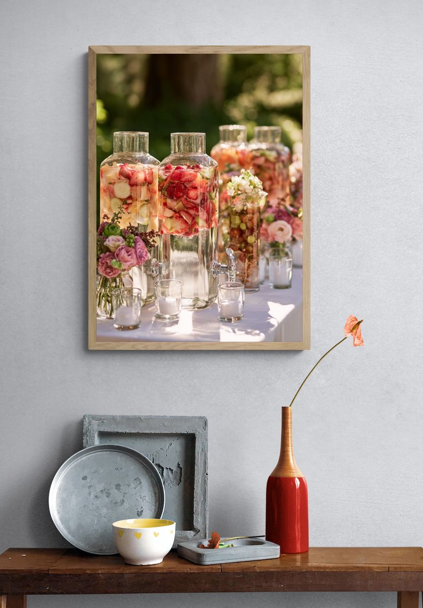 Elegant Fruit Infused Drink Table Photography Poster. — room view 3