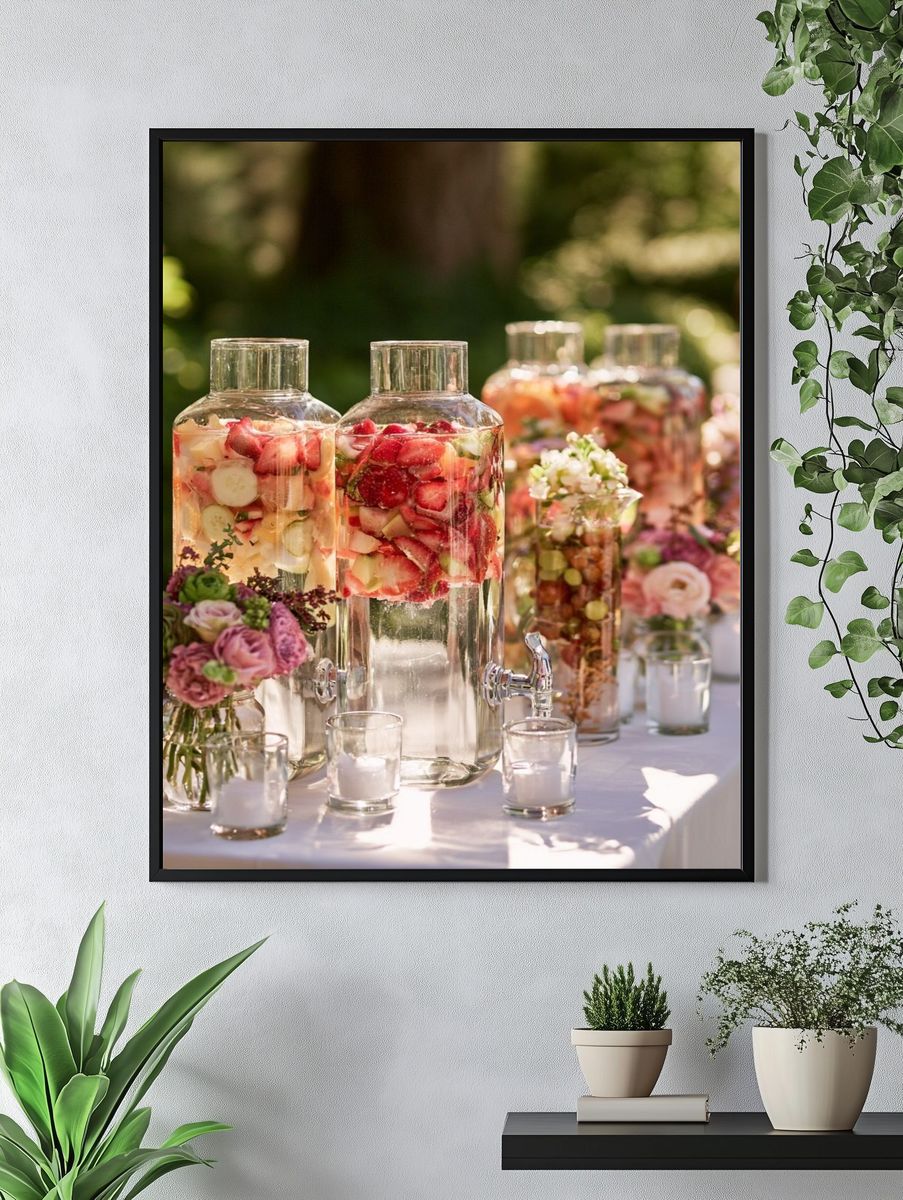 Elegant Fruit Infused Drink Table Photography Poster. — room view 4