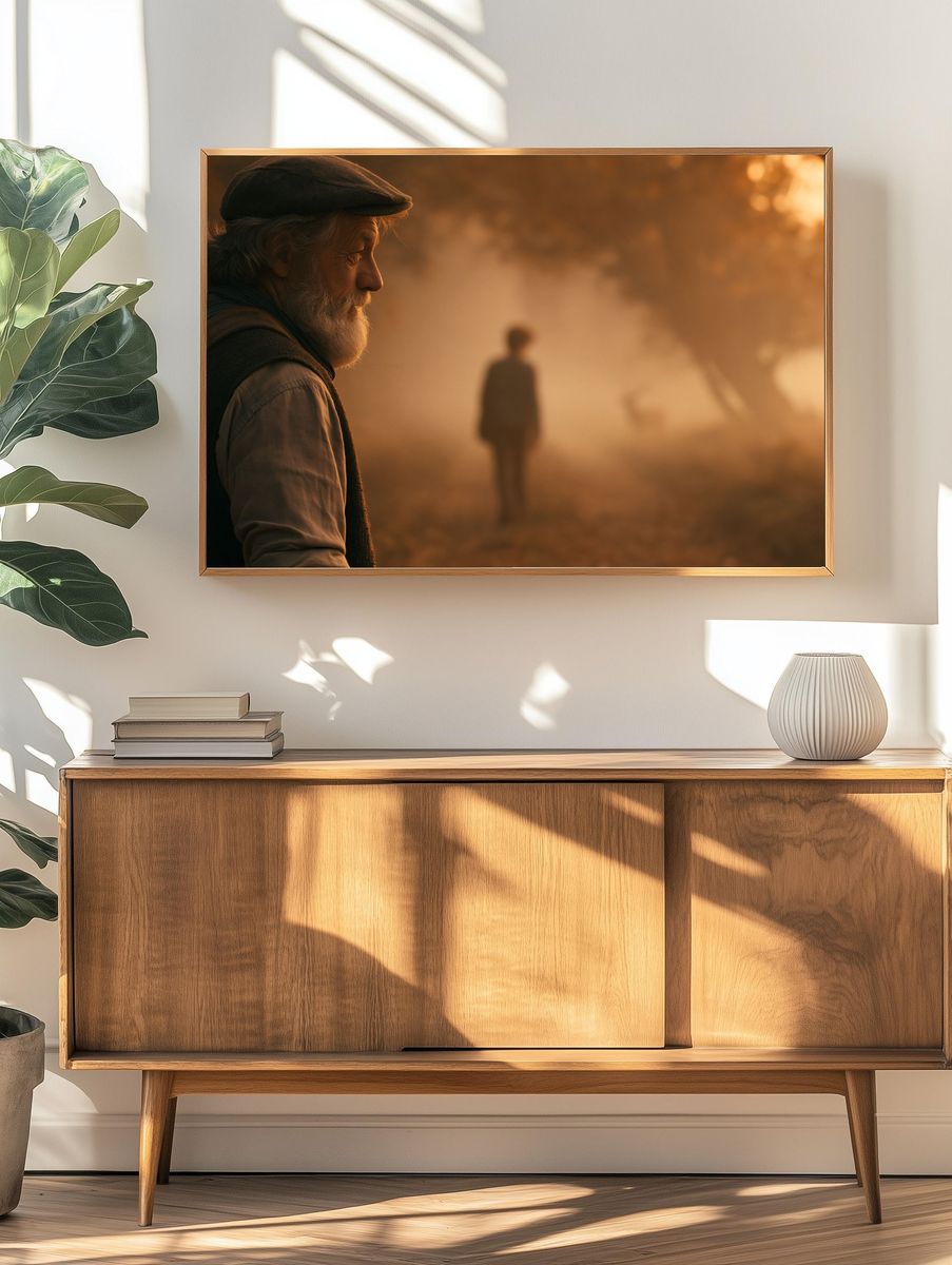 Foggy Sunset Portrait Poster. — room view 3