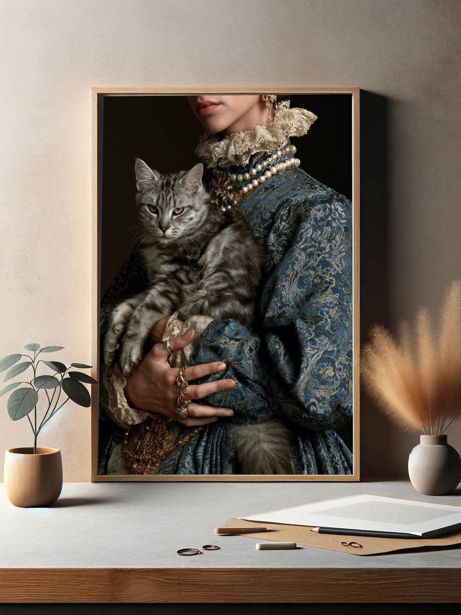Regal Cat Portrait Photography Poster. — room view 2