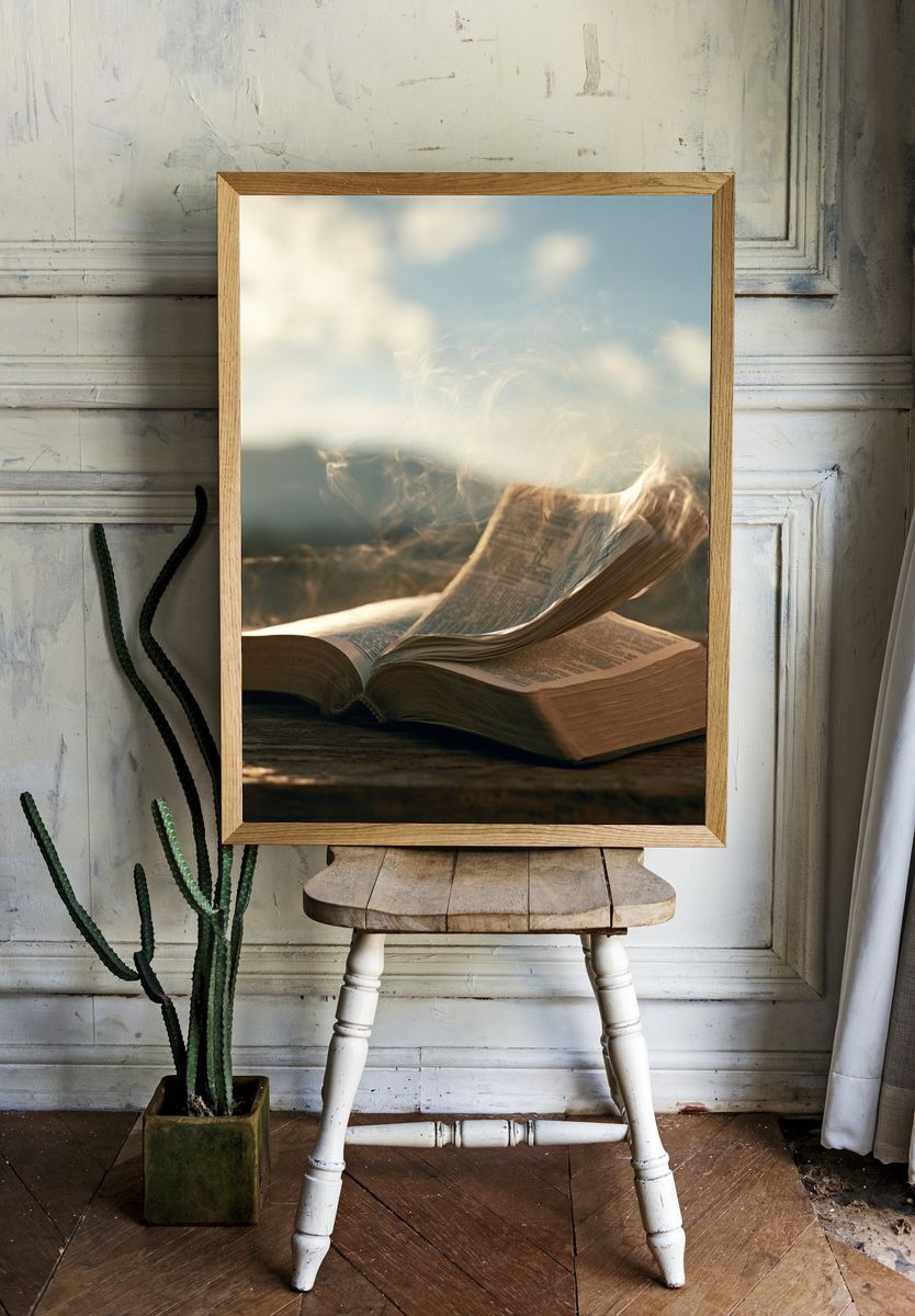 Floating Book Photography Poster. — room view 1