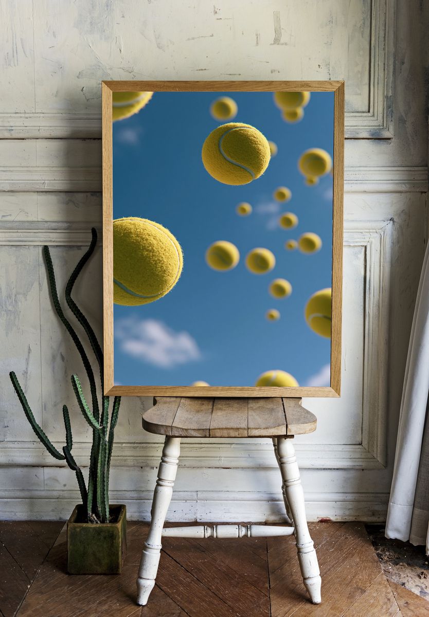 Floating Tennis Balls Photography Poster. — room view 1