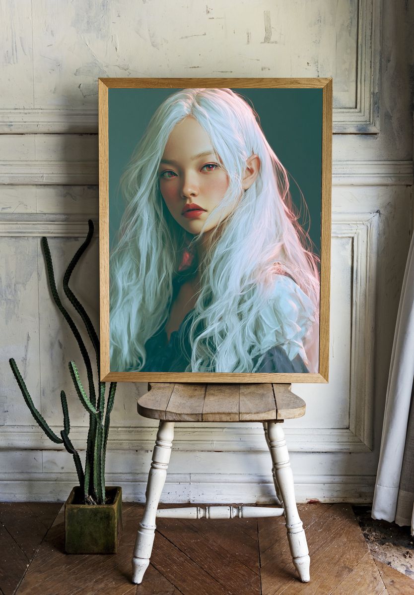 White-Haired Portrait Photography Poster. room preview