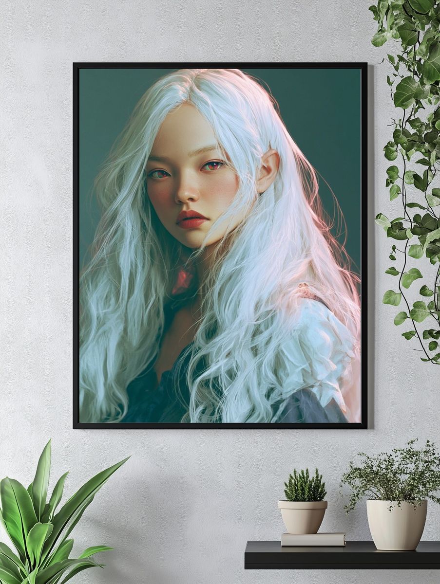 White-Haired Portrait Photography Poster. — room view 4