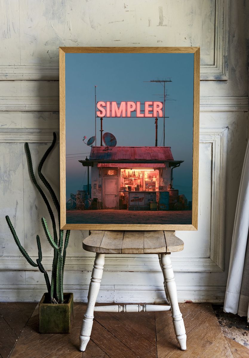 Neon Simpler Shack Photography Poster. room preview