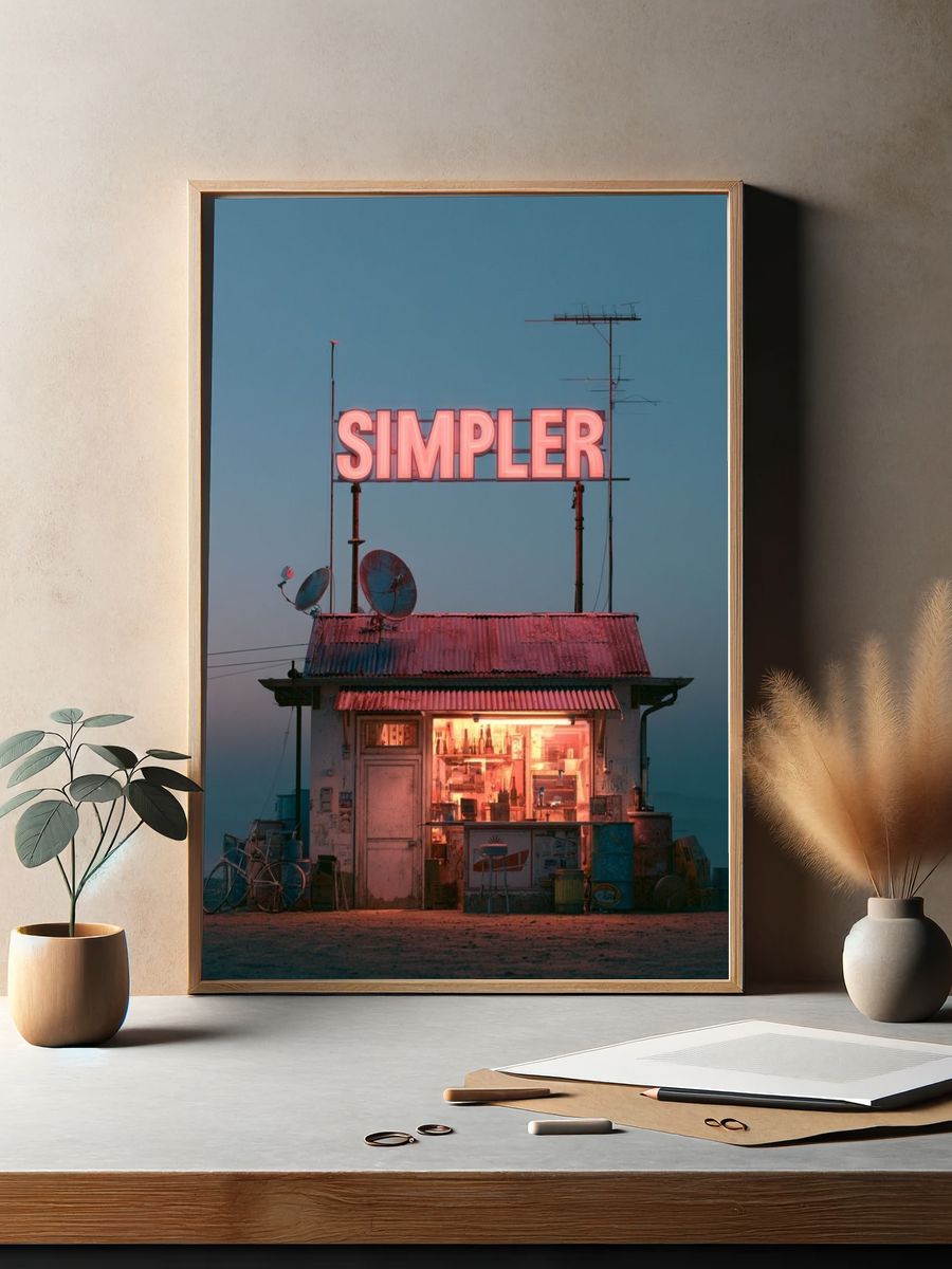 Neon Simpler Shack Photography Poster. — room view 2