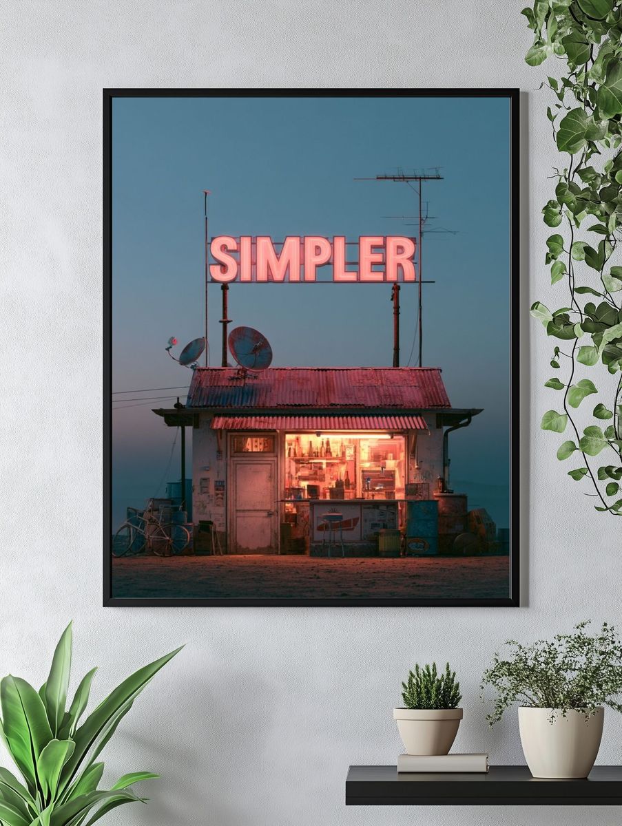 Neon Simpler Shack Photography Poster. — room view 4