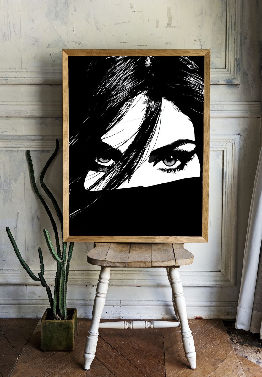 Monochrome Woman Eyes Poster. room preview