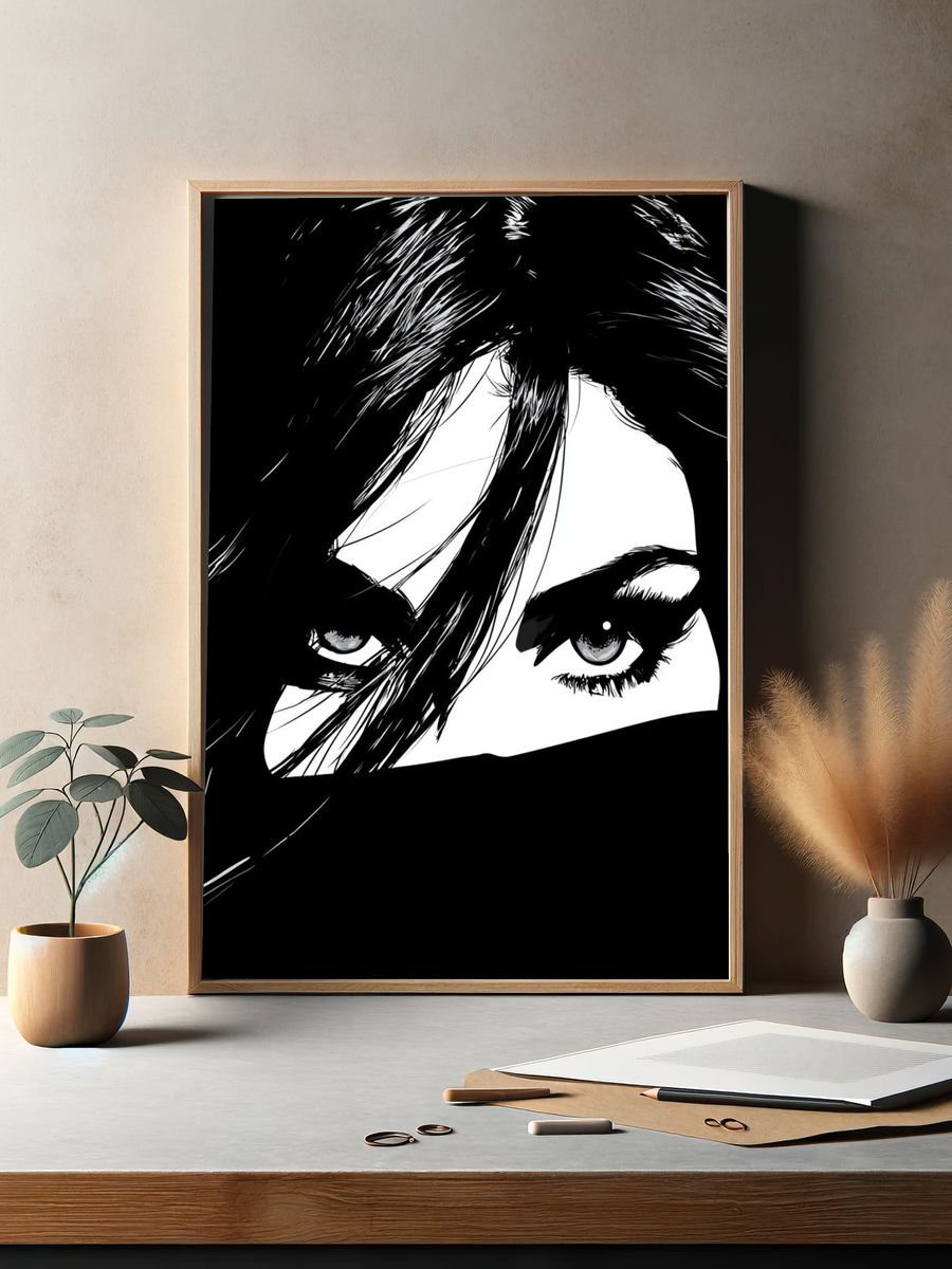 Monochrome Woman Eyes Poster. — room view 2