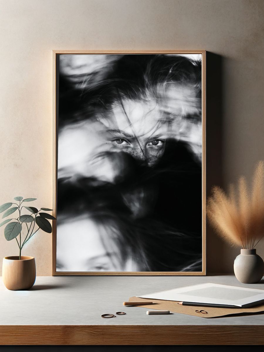 Moody Monochrome Portrait Poster. — room view 2