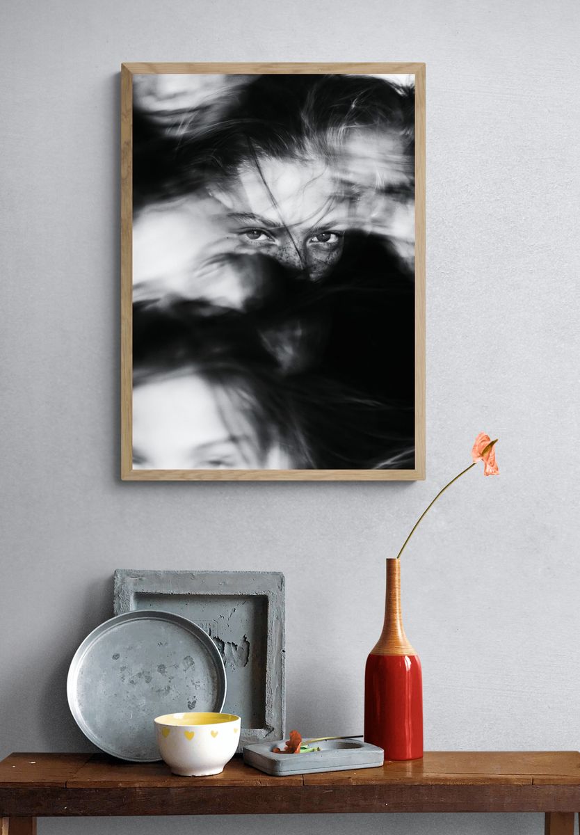 Moody Monochrome Portrait Poster. — room view 3