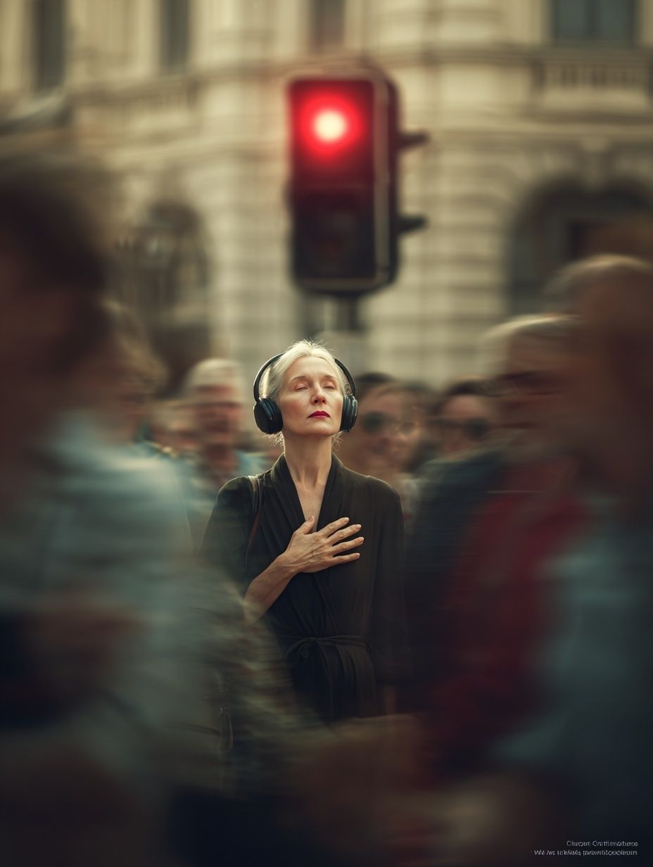 Urban Meditation Street Photography Poster. poster detail