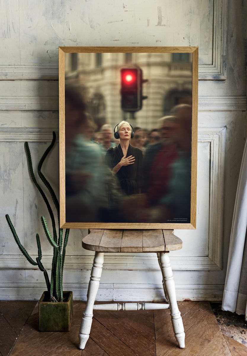 Urban Meditation Street Photography Poster. — room view 1
