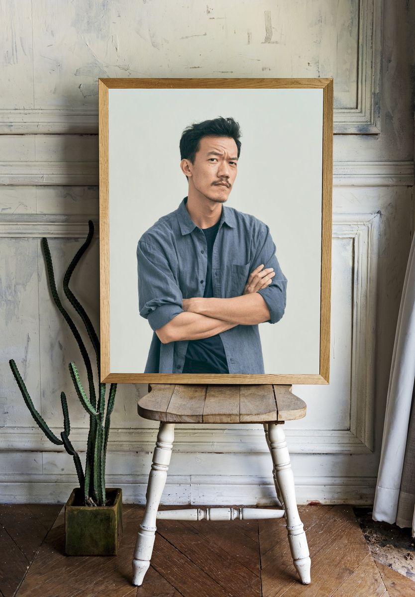 Contemplative Man Portrait Poster. — room view 1