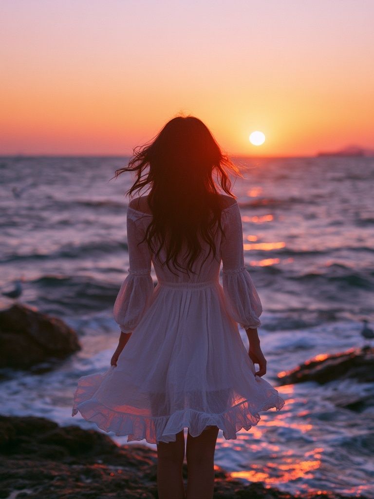 Sunset Seaside Silhouette Photography Poster. poster detail