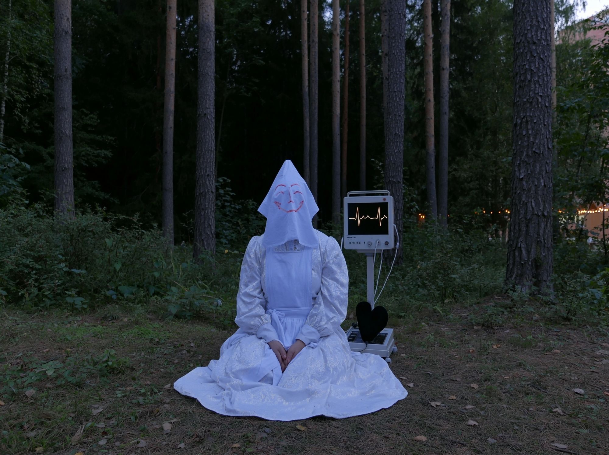 Masked Figure in Forest Photography Poster. poster — photography art