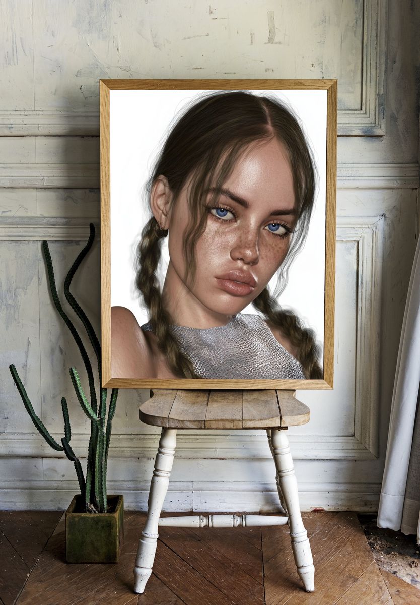 Blue-Eyed Portrait Photography Poster. — room view 1