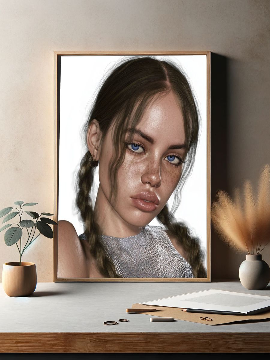 Blue-Eyed Portrait Photography Poster. — room view 2
