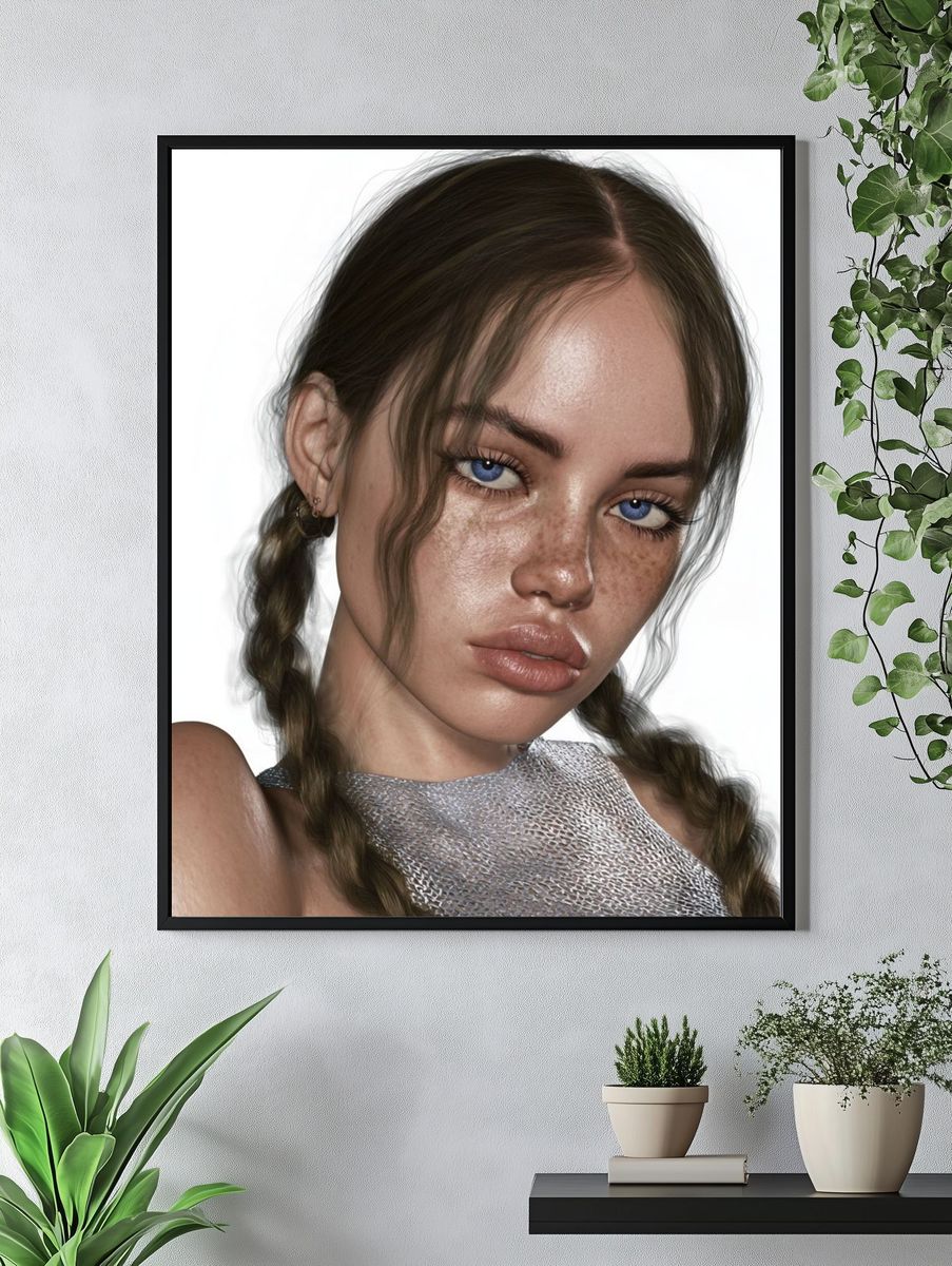 Blue-Eyed Portrait Photography Poster. — room view 4