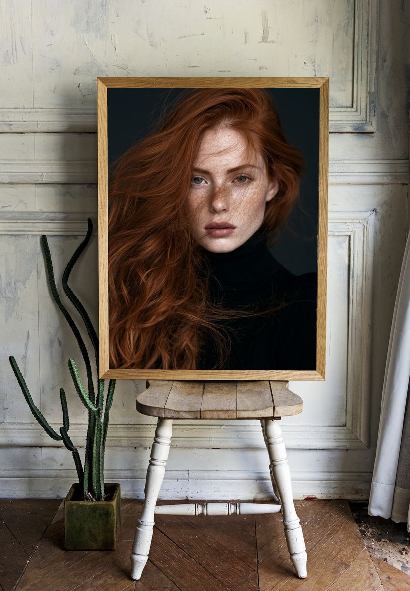 Red-Haired Portrait Photography Poster. — room view 1