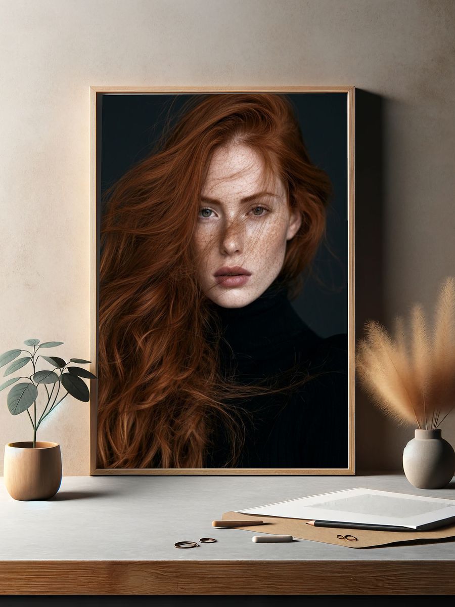Red-Haired Portrait Photography Poster. — room view 2